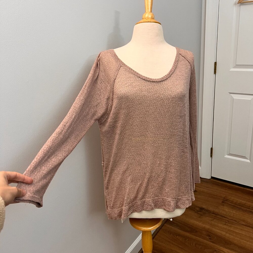 Free People Beach High Low Lightweight Sweater Top Mauve Size S
